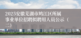 2025安徽芜湖市鸠江区所属事业单位招聘拟聘用人员公示（二）