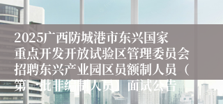 2025广西防城港市东兴国家重点开发开放试验区管理委员会招聘东兴产业园区员额制人员（第一批非编制人员）面试公告