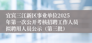 宜宾三江新区事业单位2025年第一次公开考核招聘工作人员拟聘用人员公示（第三批）