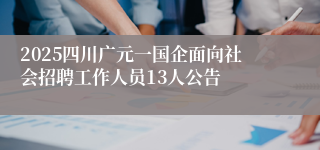 2025四川广元一国企面向社会招聘工作人员13人公告