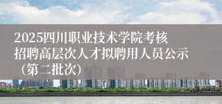 2025四川职业技术学院考核招聘高层次人才拟聘用人员公示（第二批次）