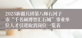 2025新疆兵团第八师石河子市“千名硕博智汇石城”事业单位人才引进取消岗位一览表