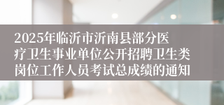 2025年临沂市沂南县部分医疗卫生事业单位公开招聘卫生类岗位工作人员考试总成绩的通知