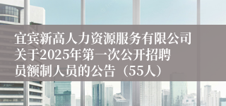 宜宾新高人力资源服务有限公司关于2025年第一次公开招聘员额制人员的公告（55人）