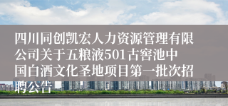 四川同创凯宏人力资源管理有限公司关于五粮液501古窖池中国白酒文化圣地项目第一批次招聘公告