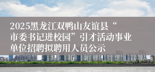 2025黑龙江双鸭山友谊县“市委书记进校园”引才活动事业单位招聘拟聘用人员公示