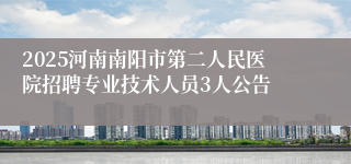 2025河南南阳市第二人民医院招聘专业技术人员3人公告