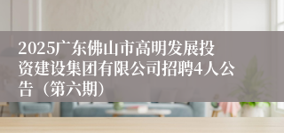 2025广东佛山市高明发展投资建设集团有限公司招聘4人公告（第六期）