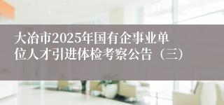 大冶市2025年国有企事业单位人才引进体检考察公告（三）