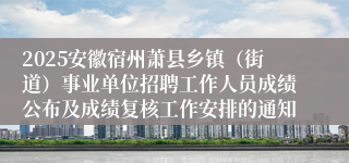 2025安徽宿州萧县乡镇（街道）事业单位招聘工作人员成绩公布及成绩复核工作安排的通知