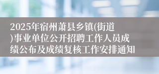 2025年宿州萧县乡镇(街道)事业单位公开招聘工作人员成绩公布及成绩复核工作安排通知