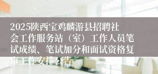 2025陕西宝鸡麟游县招聘社会工作服务站（室）工作人员笔试成绩、笔试加分和面试资格复审工作安排公告