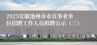 2025安徽池州市市直事业单位招聘工作人员拟聘公示（三）