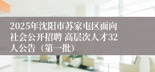 2025年沈阳市苏家屯区面向社会公开招聘 高层次人才32人公告（第一批）