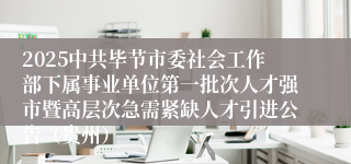 2025中共毕节市委社会工作部下属事业单位第一批次人才强市暨高层次急需紧缺人才引进公告（贵州）