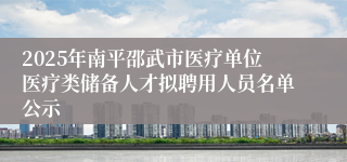 2025年南平邵武市医疗单位医疗类储备人才拟聘用人员名单公示