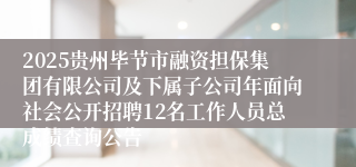 2025贵州毕节市融资担保集团有限公司及下属子公司年面向社会公开招聘12名工作人员总成绩查询公告
