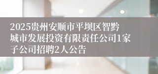 2025贵州安顺市平坝区智黔城市发展投资有限责任公司1家子公司招聘2人公告
