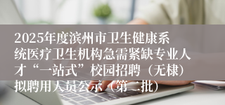 2025年度滨州市卫生健康系统医疗卫生机构急需紧缺专业人才“一站式”校园招聘（无棣）拟聘用人员公示（第二批）