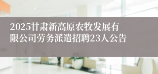 2025甘肃新高原农牧发展有限公司劳务派遣招聘23人公告