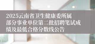 2025云南省卫生健康委所属部分事业单位第二批招聘笔试成绩及最低合格分数线公告