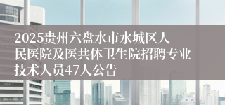 2025贵州六盘水市水城区人民医院及医共体卫生院招聘专业技术人员47人公告