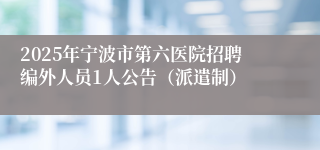2025年宁波市第六医院招聘编外人员1人公告（派遣制）