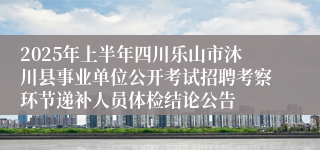 2025年上半年四川乐山市沐川县事业单位公开考试招聘考察环节递补人员体检结论公告