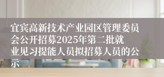 宜宾高新技术产业园区管理委员会公开招募2025年第二批就业见习提能人员拟招募人员的公示