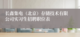 长鑫集电（北京）存储技术有限公司实习生招聘职位表