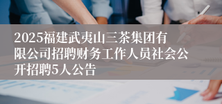 2025福建武夷山三茶集团有限公司招聘财务工作人员社会公开招聘5人公告