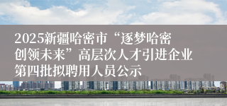 2025新疆哈密市“逐梦哈密创领未来”高层次人才引进企业第四批拟聘用人员公示