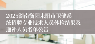 2025湖南衡阳耒阳市卫健系统招聘专业技术人员体检结果及递补人员名单公告