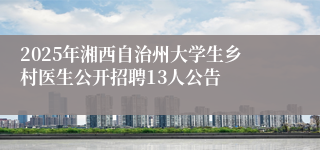 2025年湘西自治州大学生乡村医生公开招聘13人公告