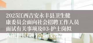 2025江西吉安永丰县卫生健康委员会面向社会招聘工作人员面试有关事项及03-护士岗拟入闱面试投档分数线公告