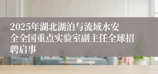 2025年湖北湖泊与流域水安全全国重点实验室副主任全球招聘启事