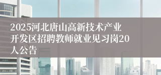 2025河北唐山高新技术产业开发区招聘教师就业见习岗20人公告