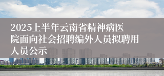 2025上半年云南省精神病医院面向社会招聘编外人员拟聘用人员公示