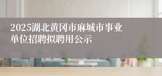 2025湖北黄冈市麻城市事业单位招聘拟聘用公示