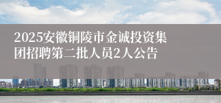 2025安徽铜陵市金诚投资集团招聘第二批人员2人公告
