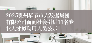 2025贵州毕节市大数据集团有限公司面向社会引进11名专业人才拟聘用人员公示