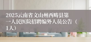 2025云南省文山州西畴县第一人民医院招聘编外人员公告（1人）