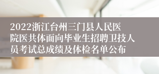 2022浙江台州三门县人民医院医共体面向毕业生招聘卫技人员考试总成绩及体检名单公布