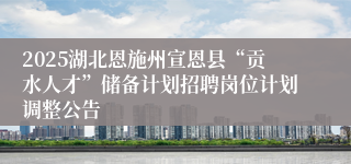 2025湖北恩施州宣恩县“贡水人才”储备计划招聘岗位计划调整公告    