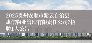 2025贵州安顺市紫云自治县惠信物业管理有限责任公司?招聘1人公告