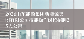 2026山东能源集团新能源集团有限公司技能操作岗位招聘25人公告