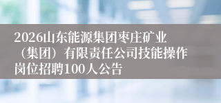 2026山东能源集团枣庄矿业（集团）有限责任公司技能操作岗位招聘100人公告