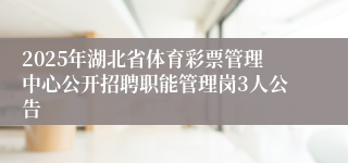 2025年湖北省体育彩票管理中心公开招聘职能管理岗3人公告