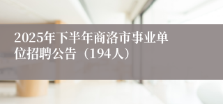 2025年下半年商洛市事业单位招聘公告（194人）