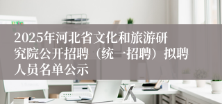 2025年河北省文化和旅游研究院公开招聘（统一招聘）拟聘人员名单公示